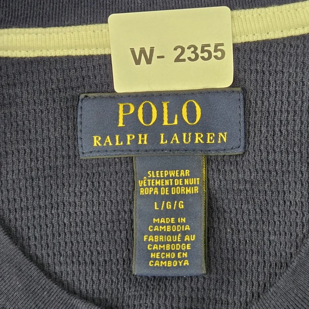 Polo Ralph Lauren Men Sleepwear L Blue Embroidered Pajama Top Waffle Knit